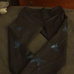 Navy Blue yoga pants w/blue birds
